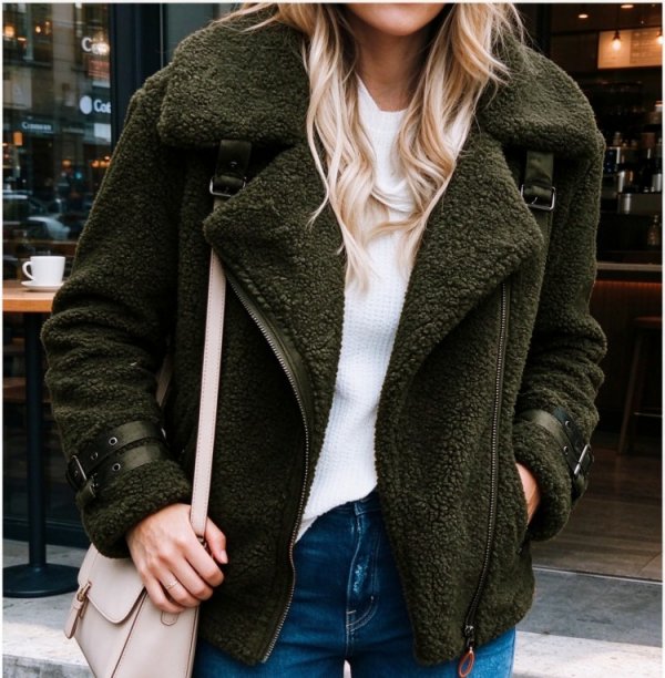Women's Zipper Jacket Regular Solid Colored Daily Basic Wine Army Green Brown / Loose